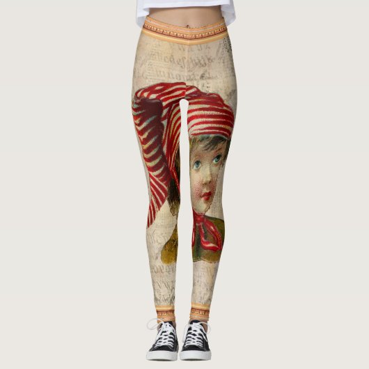 Vintage Kerstmis Leggings (Voorkant)