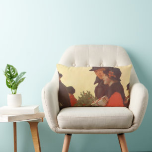 Vintage kerstmis, liefde en Romance Gift Shopping Kussen