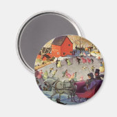 Vintage Kerstmis, Liefde en Romance Sleigh Ride Magneet (Voorkant / Achterkant)