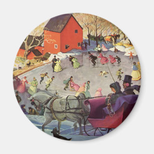 Vintage Kerstmis, Liefde en Romance Sleigh Ride Magneet