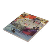 Vintage Kerstmis, Liefde en Romance Sleigh Ride Tegeltje (Zijkant)