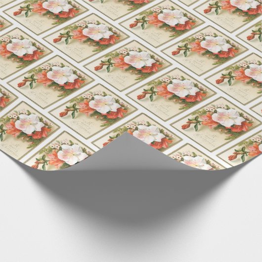 Vintage Kerstmis Lilly Cadeaupapier (Hoek)