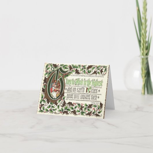 Vintage Kerstmis Lucas 2:14 Kaart (Voorkant)