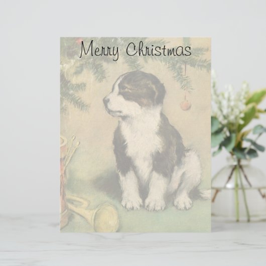 Vintage Kerstmis, luidop onder kerstboom (Staand voorkant)