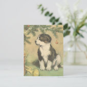 Vintage Kerstmis, luidop onder kerstboom Feestdagenkaart (Staand voorkant)