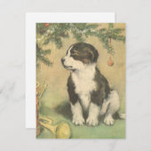 Vintage Kerstmis, luidop onder kerstboom Feestdagenkaart (Voorkant / Achterkant)