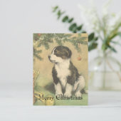 Vintage Kerstmis, luidop onder kerstboom Feestdagenkaart (Staand voorkant)