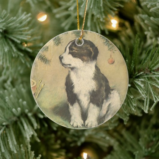 Vintage Kerstmis, luidop onder kerstboom Keramisch Ornament (Boom)