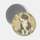 Vintage Kerstmis, luidop onder kerstboom Magneet (Voorkant / Achterkant)