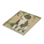 Vintage Kerstmis, luidop onder kerstboom Tegeltje (Zijkant)