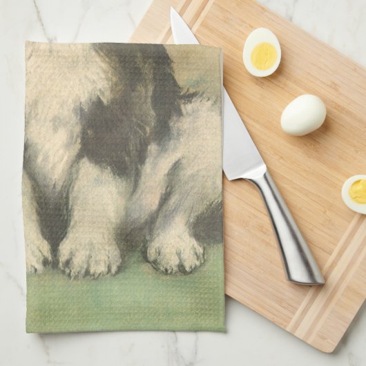 Vintage Kerstmis, luidop onder kerstboom Theedoek (Quarter Fold)