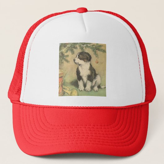 Vintage Kerstmis, luidop onder kerstboom Trucker Pet (Voorkant)