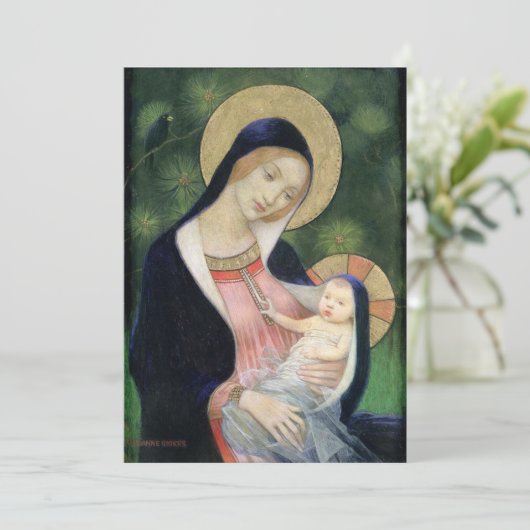 Vintage Kerstmis Madonna en kind Feestdagenkaart (Staand voorkant)
