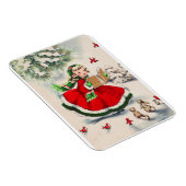 Vintage Kerstmis Meisje In Bos Magneet (Rechterzijde)