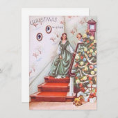 Vintage Kerstmis Meisje Wensen Feestdagenkaart (Voorkant / Achterkant)