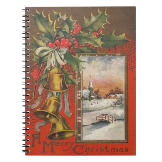 Vintage Kerstmis met Bells Notitieboek (Voorkant)