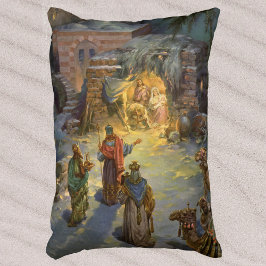 Vintage kerstmis met bezoek aan Magi Accent Kussen