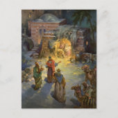 Vintage kerstmis met bezoek aan Magi Feestdagenkaart (Voorkant)