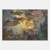 Vintage kerstmis met bezoek aan Magi Inpakpapier Vel (Voorkant 3)