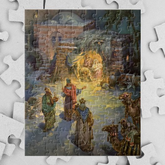 Vintage kerstmis met bezoek aan Magi Legpuzzel