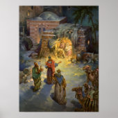 Vintage kerstmis met bezoek aan Magi Poster (Voorkant)