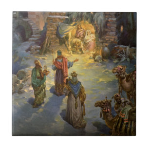 Vintage kerstmis met bezoek aan Magi Tegeltje