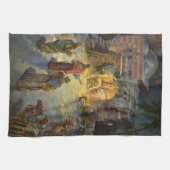 Vintage kerstmis met bezoek aan Magi Theedoek (Horizontaal)