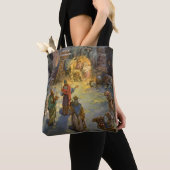 Vintage kerstmis met bezoek aan Magi Tote Bag (Dichtbij)