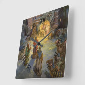 Vintage kerstmis met bezoek aan Magi Vierkante Klok (Hoek)