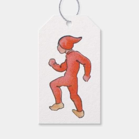 Vintage Kerstmis met Elf - Tomte Cadeaulabel (Voorkant)