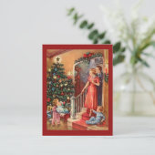 Vintage Kerstmis met familie Feestdagenkaart (Staand voorkant)