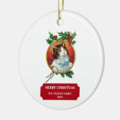 Vintage Kerstmis met feestdag Keramisch Ornament (Links)