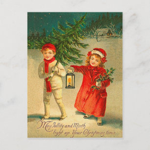 Vintage Kerstmis - met Jollity en Mirth Feestdagenkaart