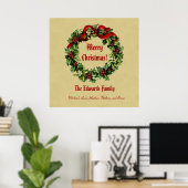Vintage Kerstmis met Merry Kerstmis Ecru 02 Poster (Thuiskantoor)