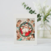 Vintage Kerstmis met Santa Telephone Briefkaart (Staand voorkant)