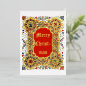 Vintage kerstmis middeleeuwse verlichte stijl folie feestdagenkaart (Staand Voorkant)