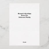 Vintage kerstmis middeleeuwse verlichte stijl folie feestdagenkaart (Achterkant)