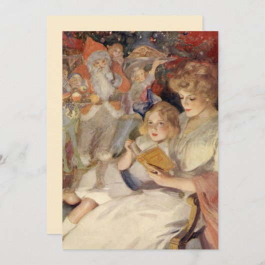 Vintage Kerstmis, Moeder en Dochter Uitnodiging (Voorkant / Achterkant)