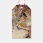 Vintage Kerstmis, moeder leest slaapverhaal Cadeaulabel (Voorkant)