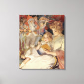 Vintage Kerstmis, moeder leest slaapverhaal Canvas Afdruk (Voorkant)