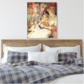 Vintage Kerstmis, moeder leest slaapverhaal Canvas Afdruk (Insitu (Slaapkamer))