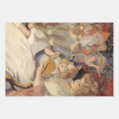 Vintage Kerstmis, moeder leest slaapverhaal Inpakpapier Vel (Voorkant 3)