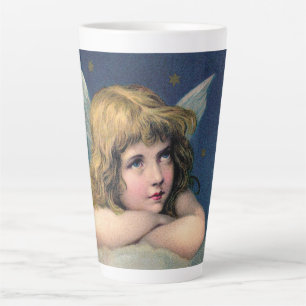 Vintage Kerstmis, mooie engel met gouden sterren Latte Mok