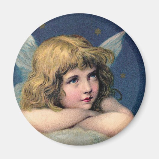 Vintage Kerstmis, mooie engel met gouden sterren Magneet (Voorkant)