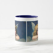 Vintage Kerstmis, mooie engel met gouden sterren Mok (Midden)