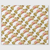 Vintage Kerstmis, Musician Angel met Pan Pipes Cadeaupapier (Vlak)