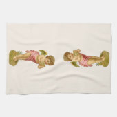 Vintage Kerstmis, Musician Angel met Pan Pipes Theedoek (Horizontaal)