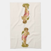 Vintage Kerstmis, Musician Angel met Pan Pipes Theedoek (Verticaal)