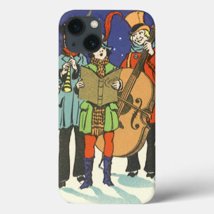 Vintage Kerstmis, Musicians die met muziek spelen iPhone 13 Hoesje