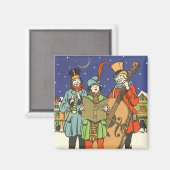 Vintage Kerstmis, Musicians die met muziek spelen Magneet (Voorkant / Achterkant)